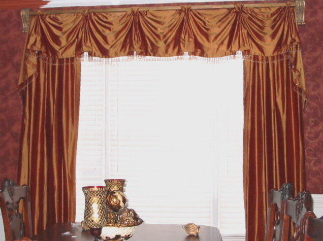 Dining Room - Beautiful Silk window treatments w/beads, etc.