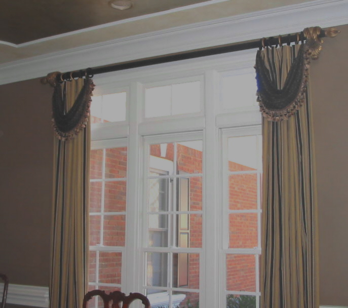 Dining Room - Tailored Panels w/swags and trim, etc.