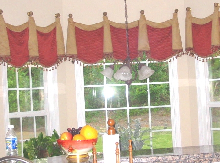 Kitchen - Lovely Swags w/bells hung on swagholders, etc.