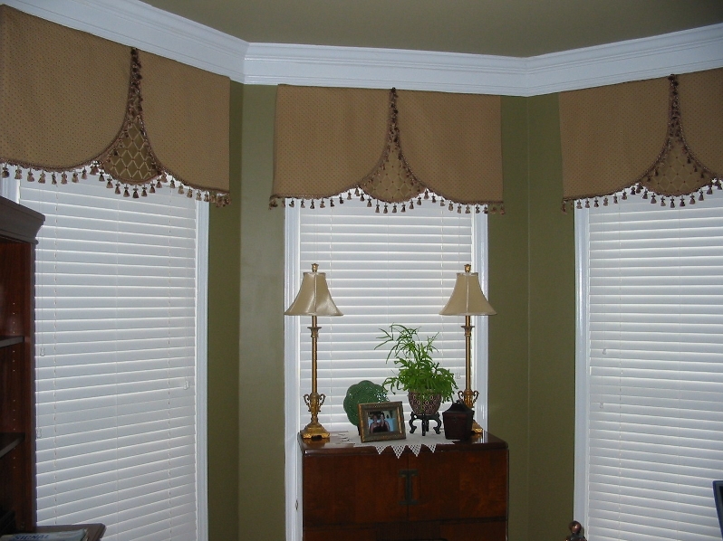 Living Room - Office w/ Lovely Overlay Window Treatment w/Trim