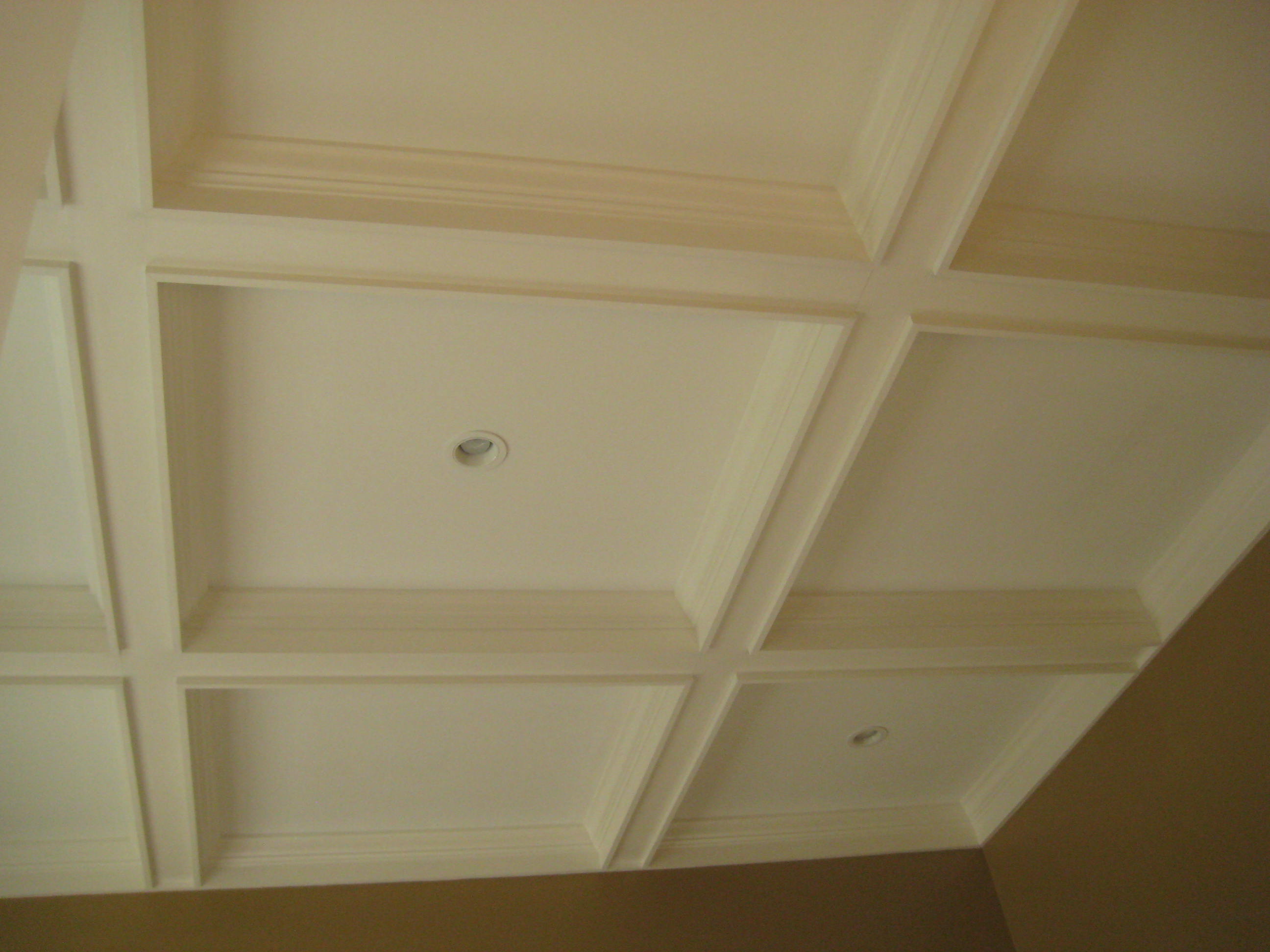 Remodel Living Room with coffered ceiling with additional ceiling lighting.